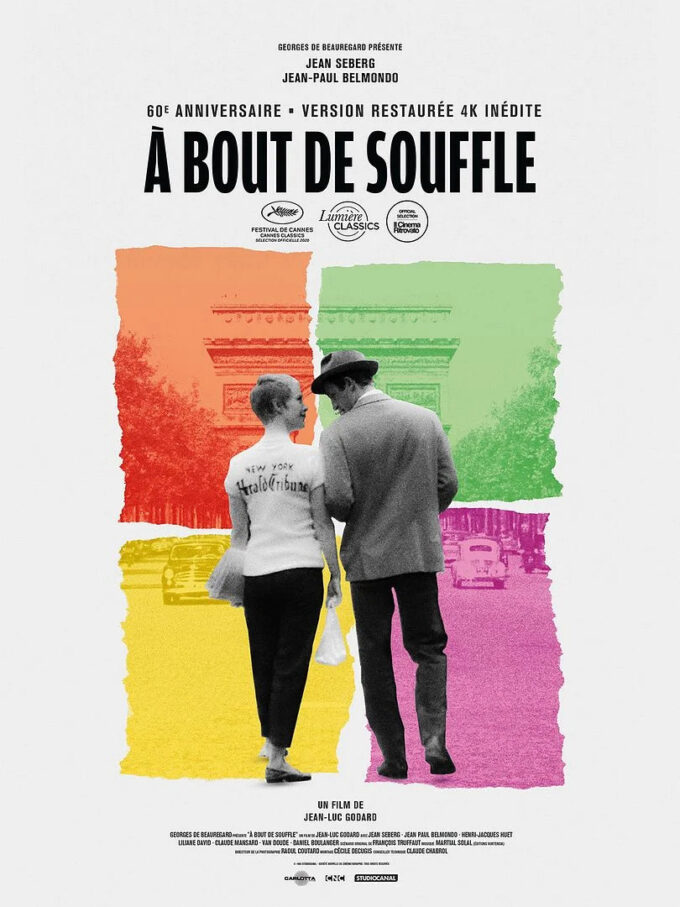 A BOUT DE SOUFFLE - Affiche de cinéma originale ressortie - Approximativement 40X60